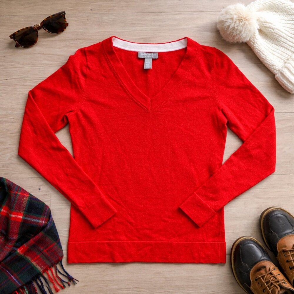 Banana Republic Luxury Extra Fine Merino Wool Sweater Red Women S Lightweight